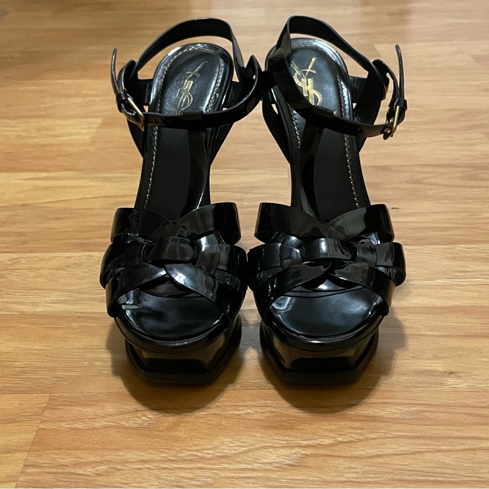 Yves Saint Laurent Tribute Black sandals Heels - Picture 3 of 11